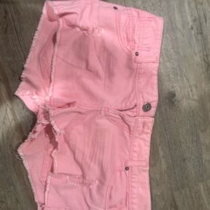 Pink jean shorts